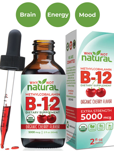 Organic Vitamin B12 Liquid - Cherry or Unflavored