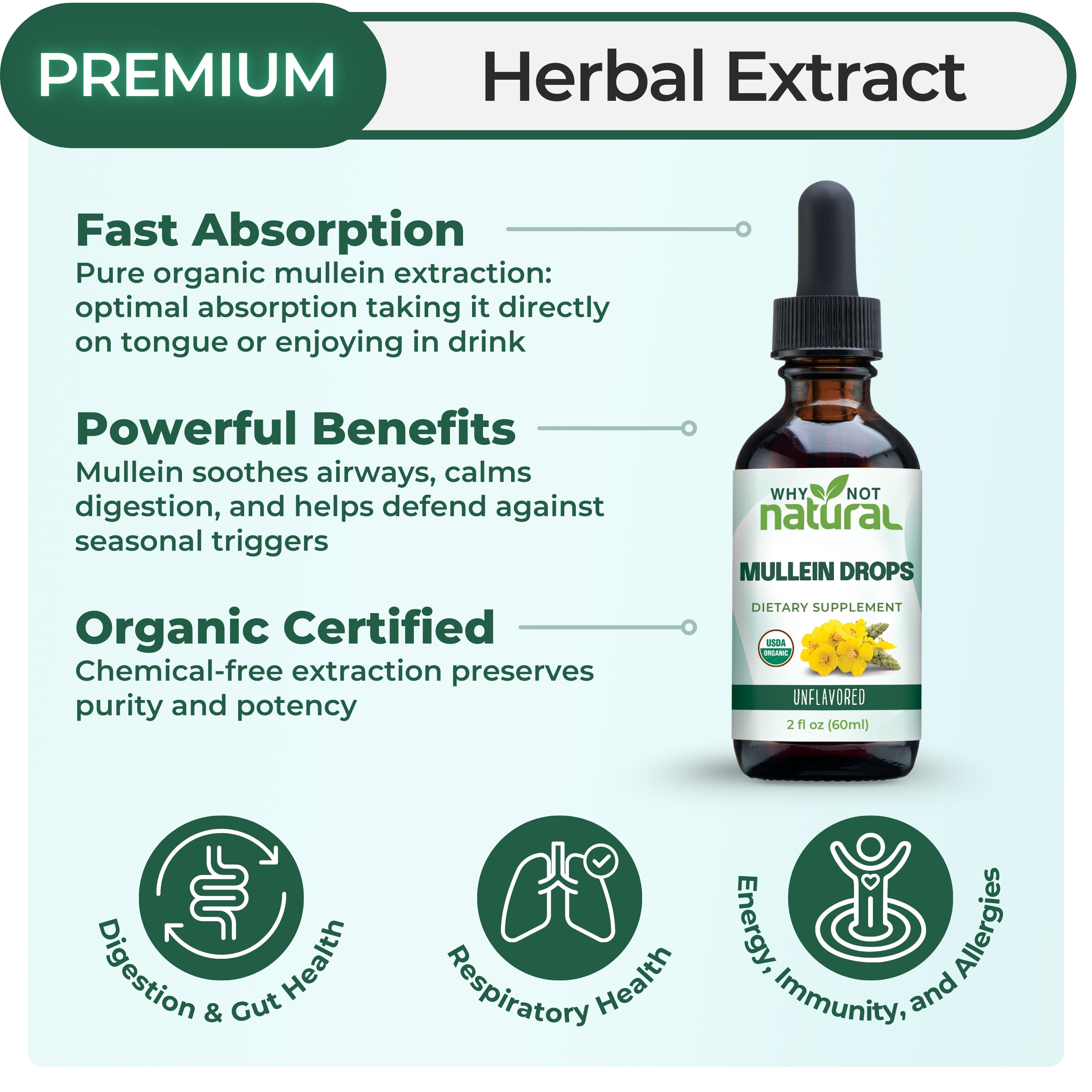Organic Mullein Drops for Lungs