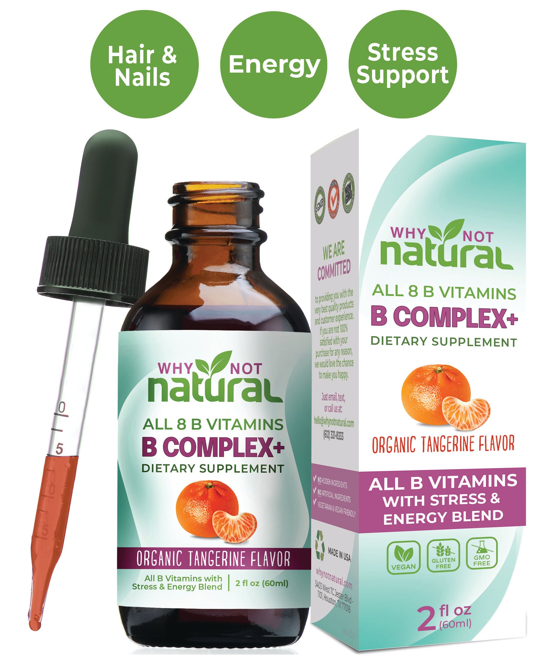 B Complex Liquid: All 8 B Vitamins plus Natural Stress and Energy Blen –  WhyNotNatural