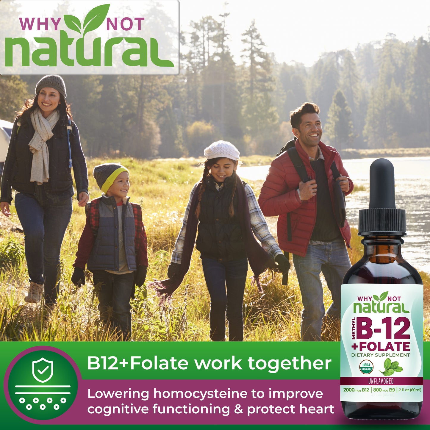 Vitamin B12 Liquid Plus Folate - Organic Sublingual Extra Strength Vegan Drops - Methyl B12 and Folinic Supplement