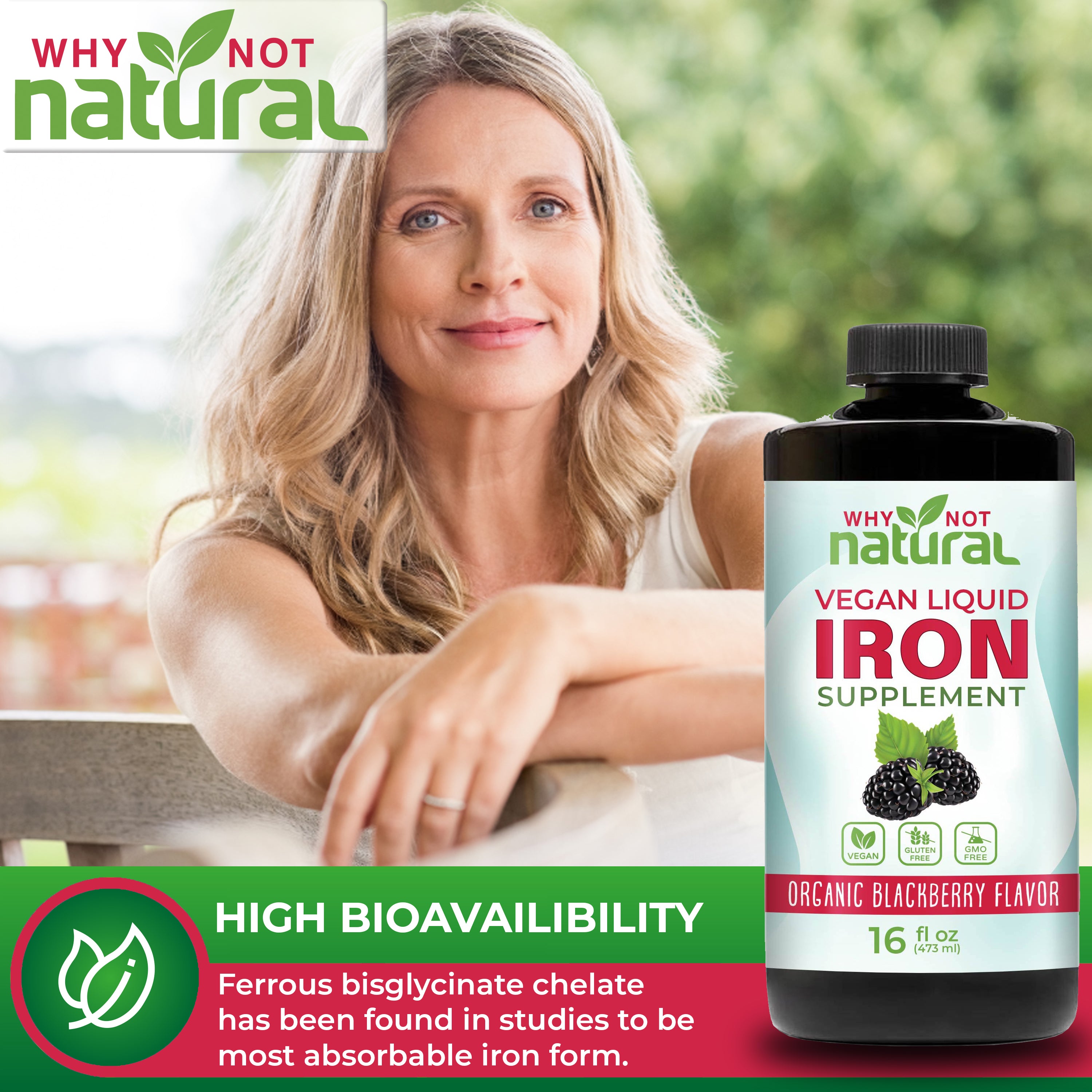 Liquid Iron Supplement for Women Men and Kids, Vegan Drops for Anemia