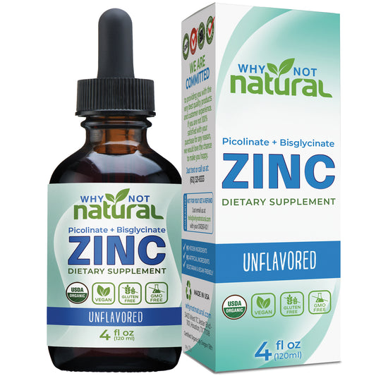Organic Liquid Zinc Drops Supplement with Zinc Picolinate and Bisglycinate