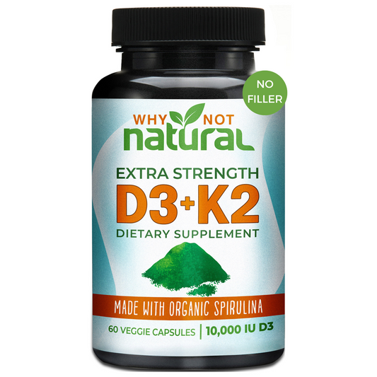 Vitamin D3-K2 capsules with organic spirulina