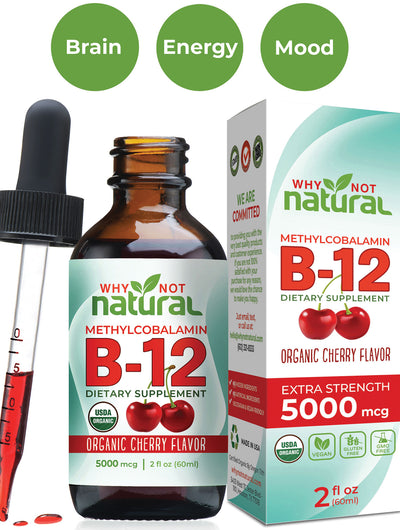 Organic Vitamin B12 Liquid - Cherry or Unflavored