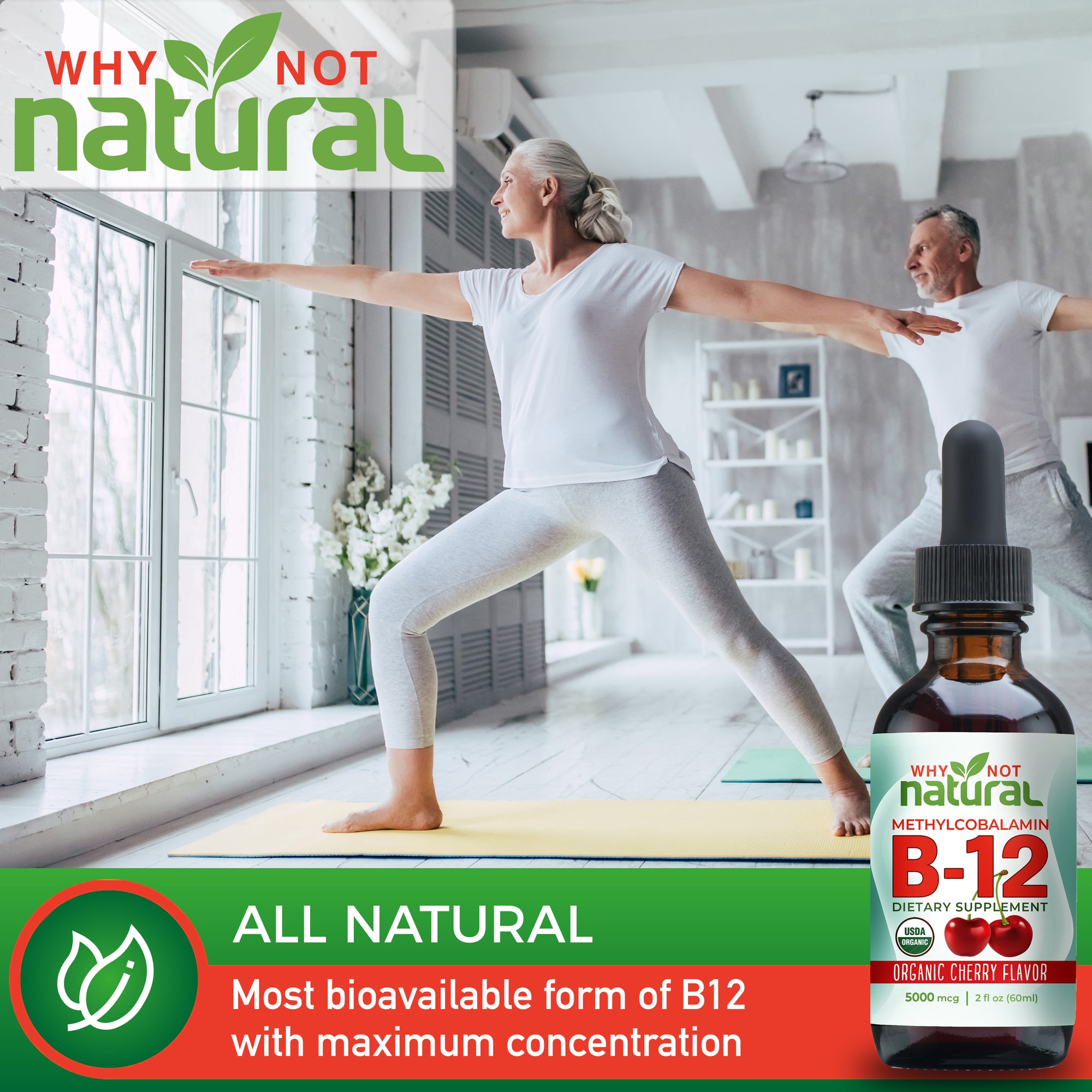 ALL NATURAL: Most bioavailable form of B12 with maximum concentration.