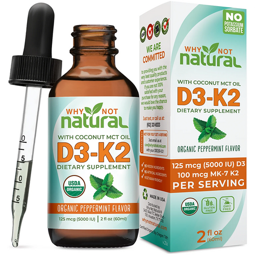 Organic Liquid Vitamin D3 + K2 (MK-7)