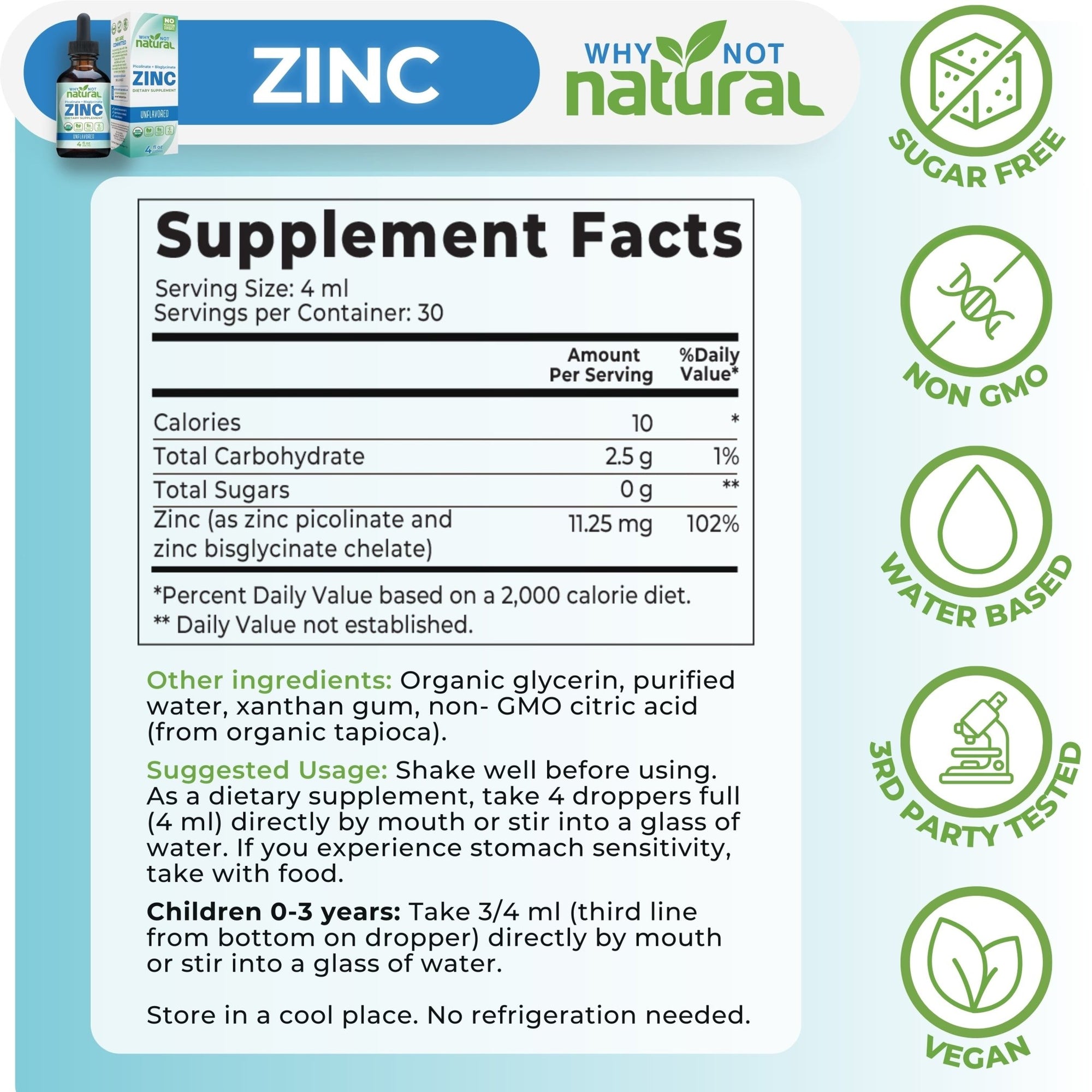 Liquid Zinc Picolinate + Bisglycinate - WhyNotNatural