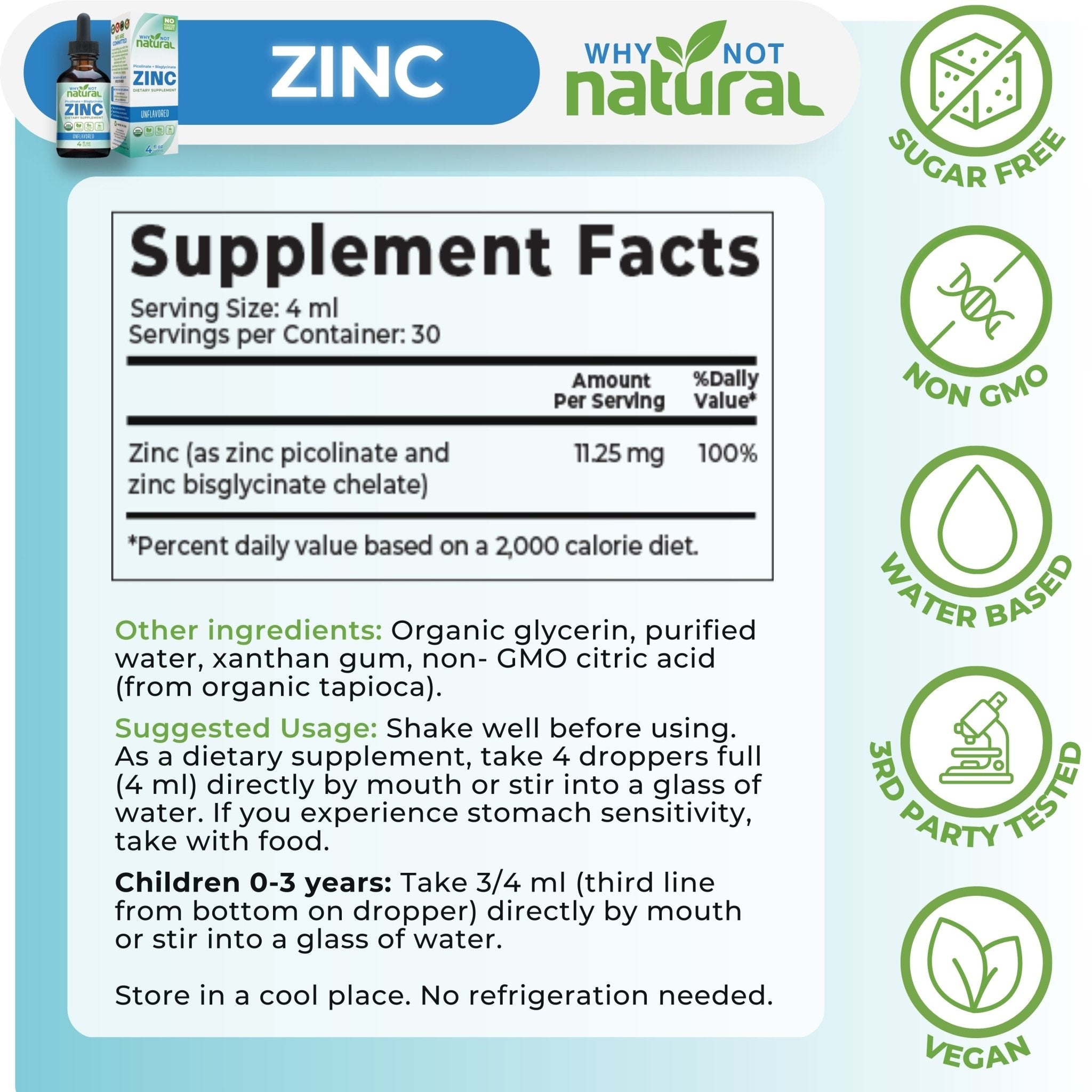 Liquid Zinc Picolinate + Bisglycinate - WhyNotNatural