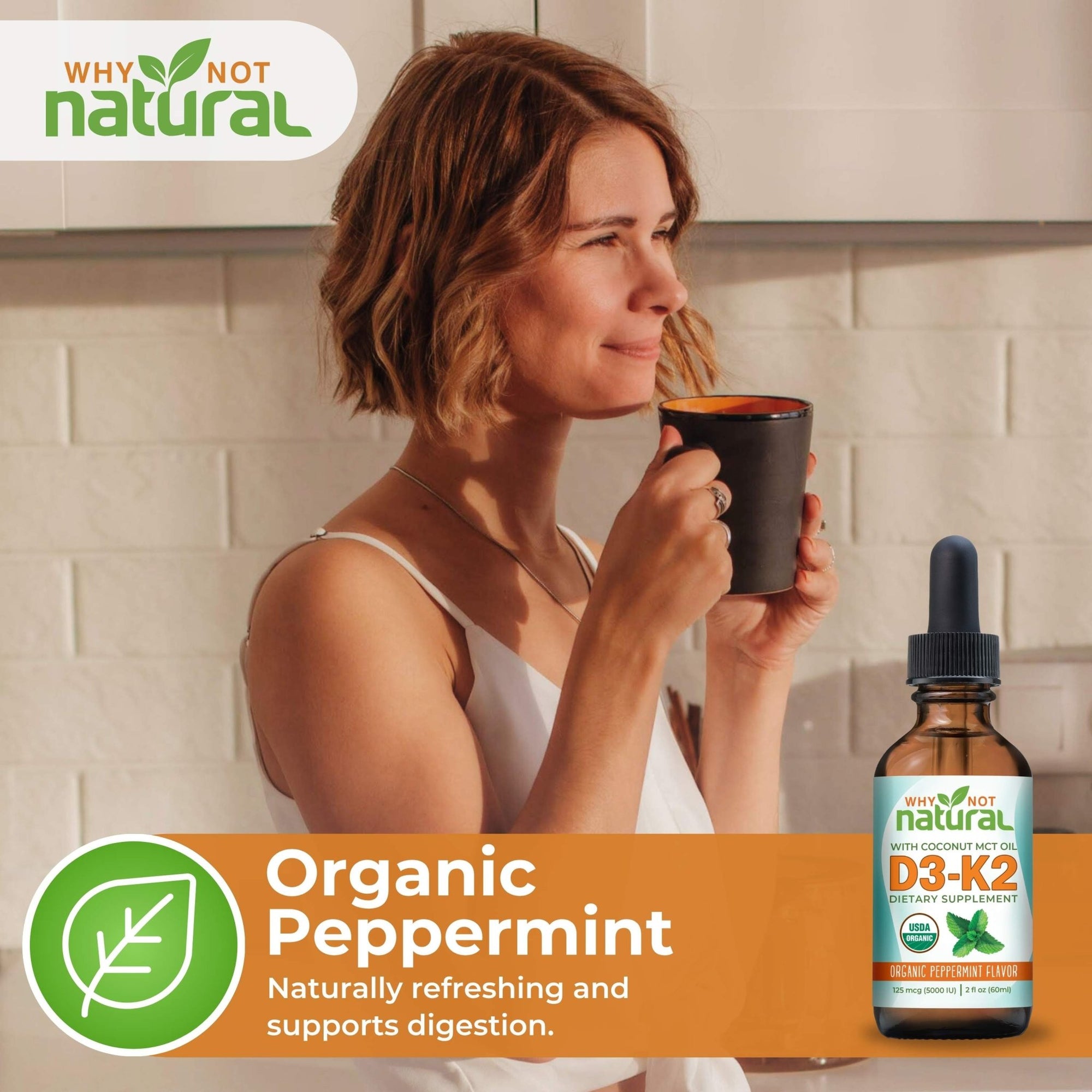 Organic Liquid Vitamin D3 + K2 (MK-7) - WhyNotNatural