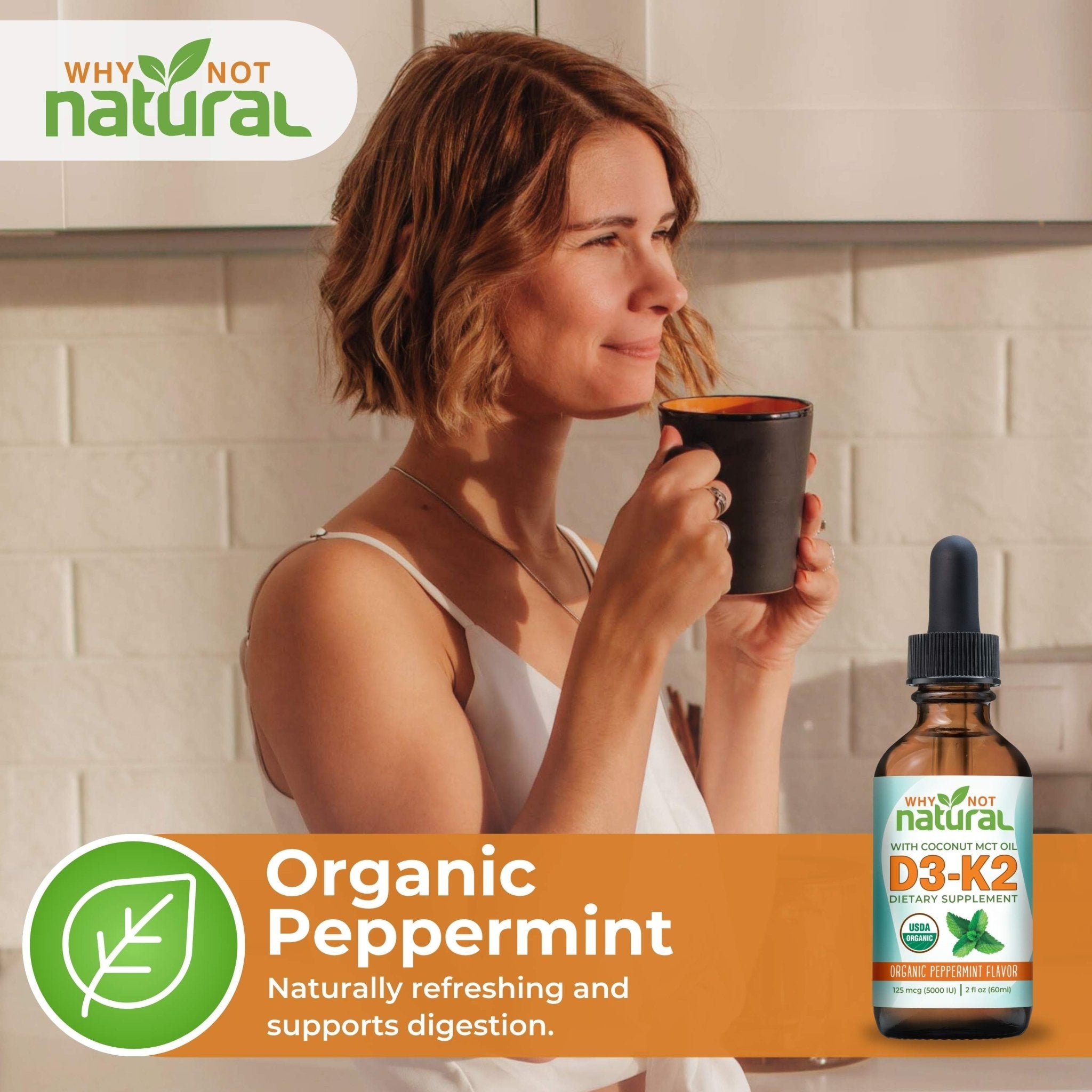 Organic Liquid Vitamin D3 + K2 (MK-7) - WhyNotNatural