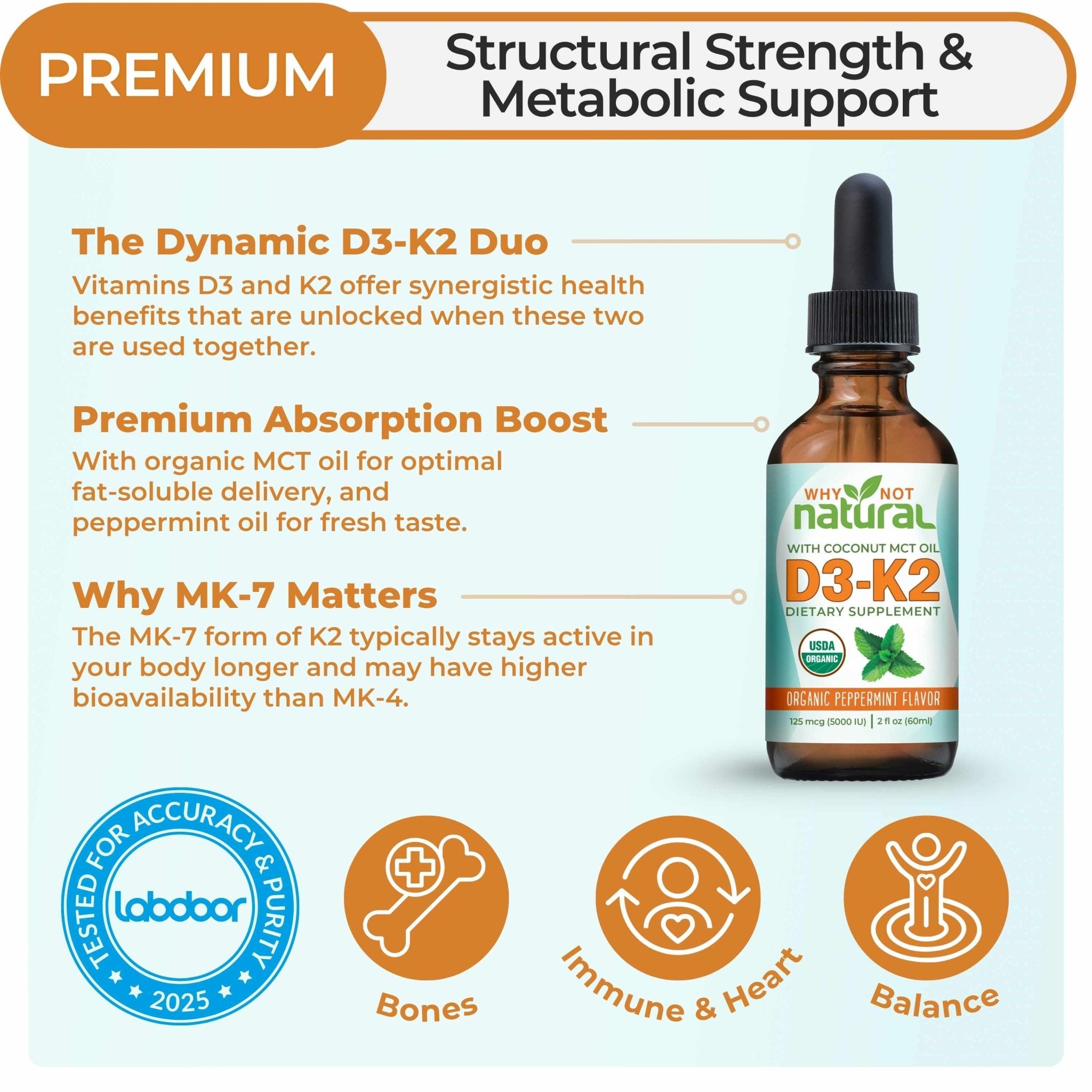 Organic Liquid Vitamin D3 + K2 (MK-7) - WhyNotNatural