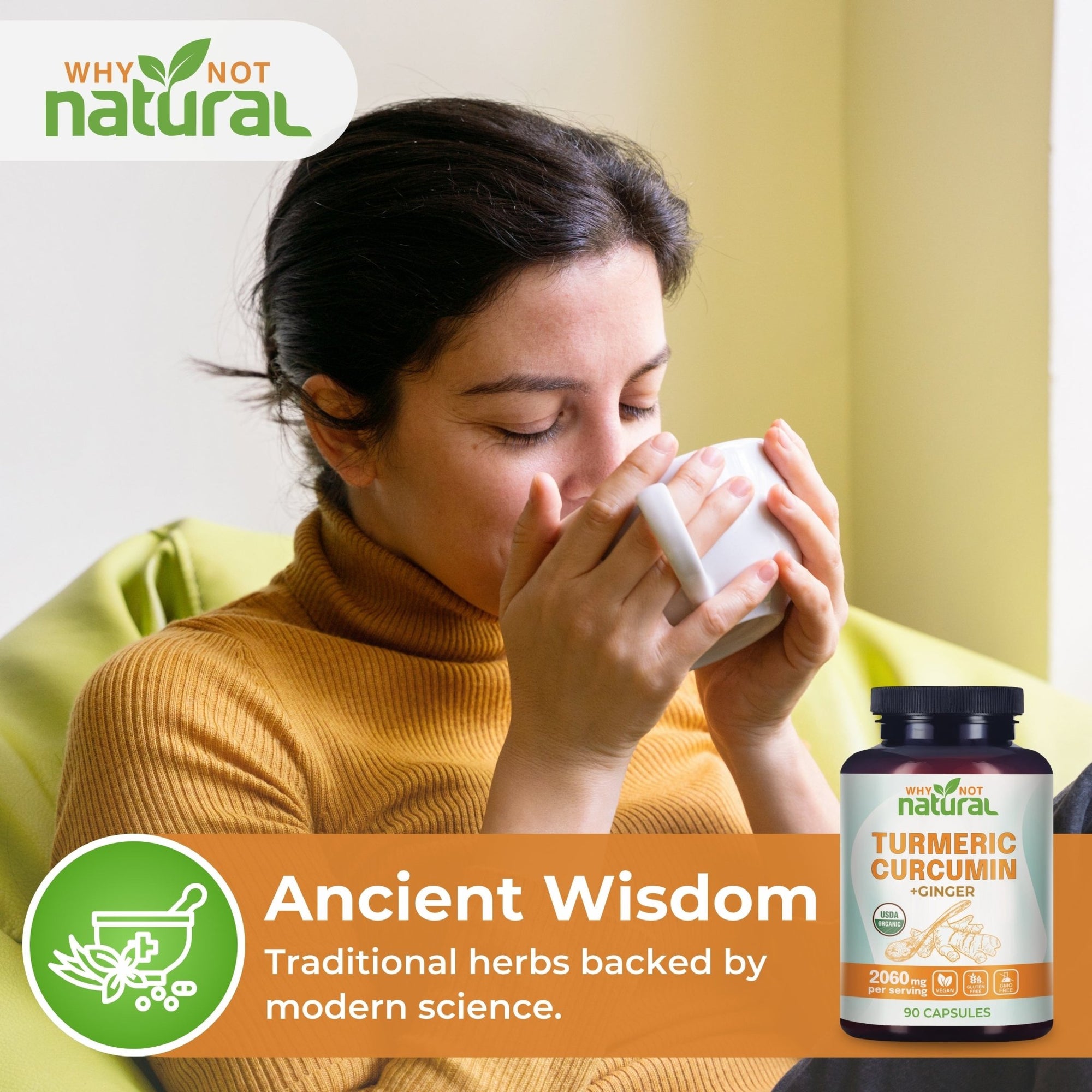 Organic Turmeric Curcumin with Ginger - WhyNotNatural