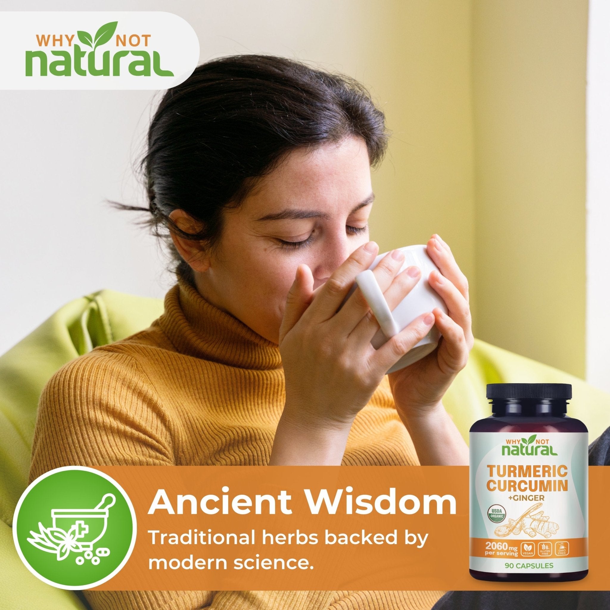 Organic Turmeric Curcumin with Ginger - WhyNotNatural
