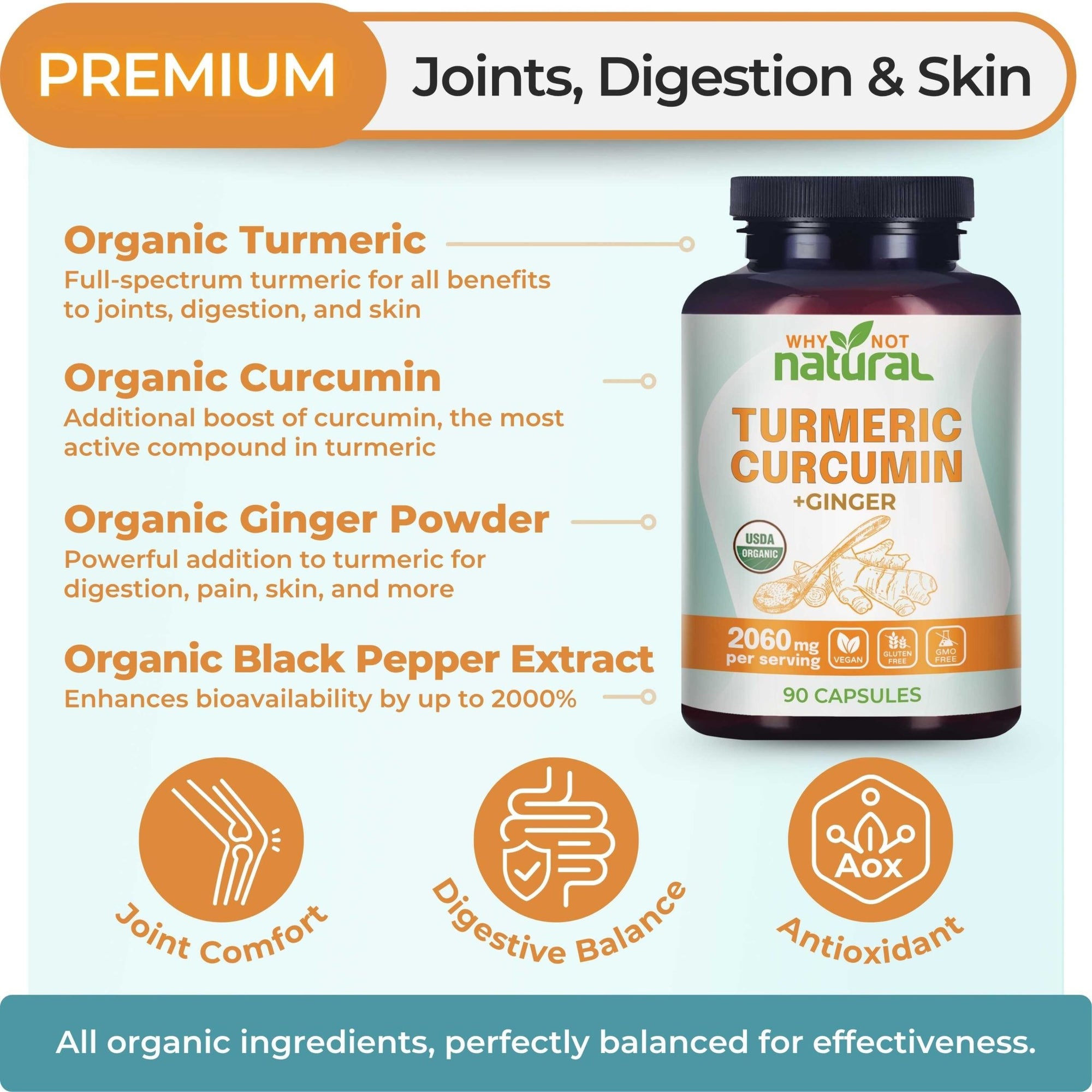 Organic Turmeric Curcumin with Ginger - WhyNotNatural