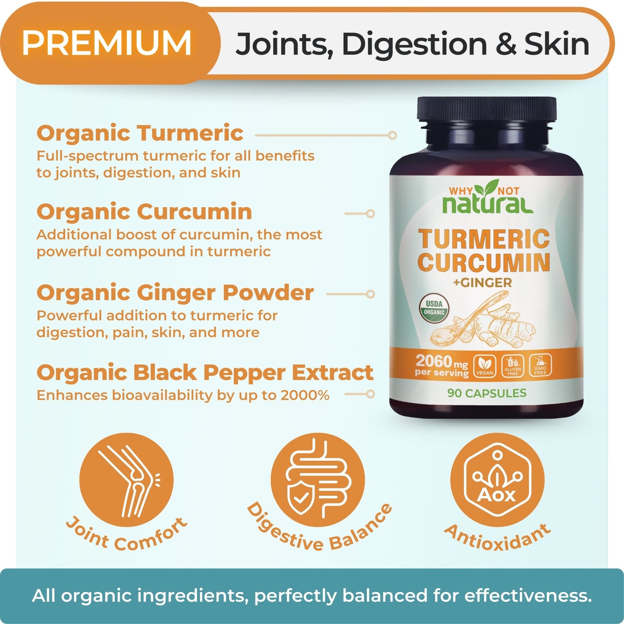 Organic Turmeric Curcumin with Ginger - WhyNotNatural