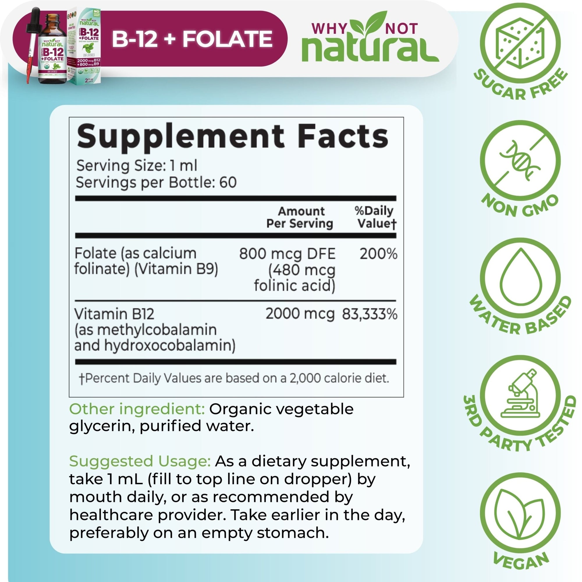 Vitamin B12 + Folate Liquid - WhyNotNatural