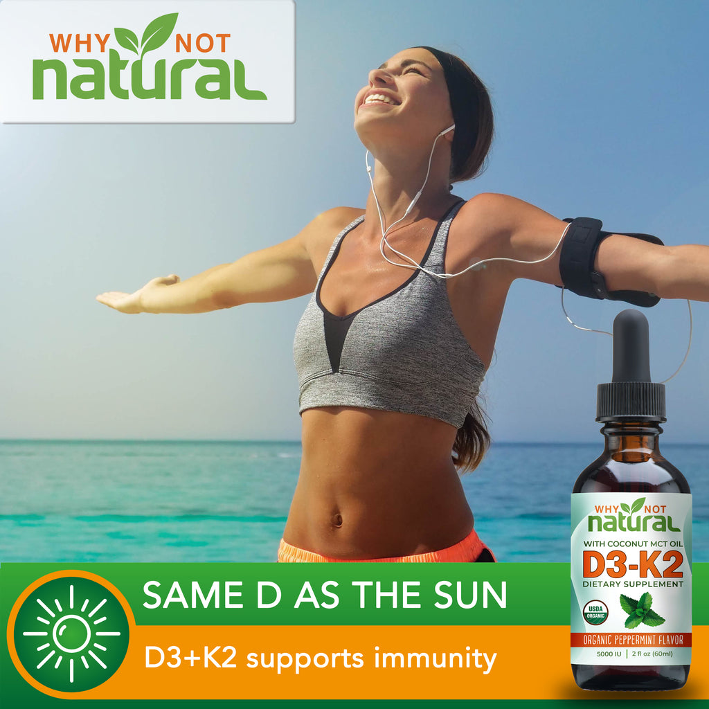 Organic Vitamin D3 Liquid Drops with K2 : Same D As The Sun