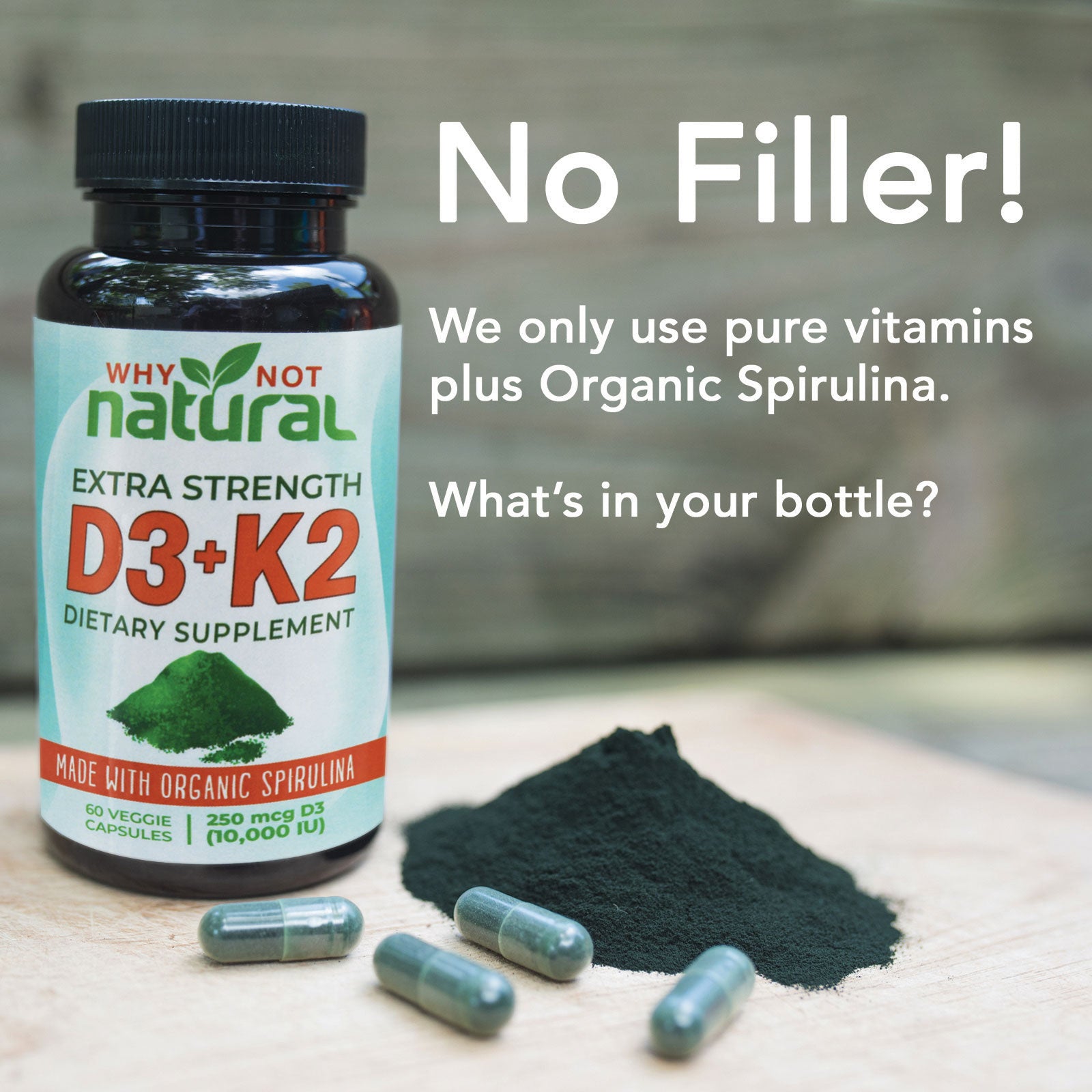 Organic Vitamin D3 With K2 capsules : No Filler