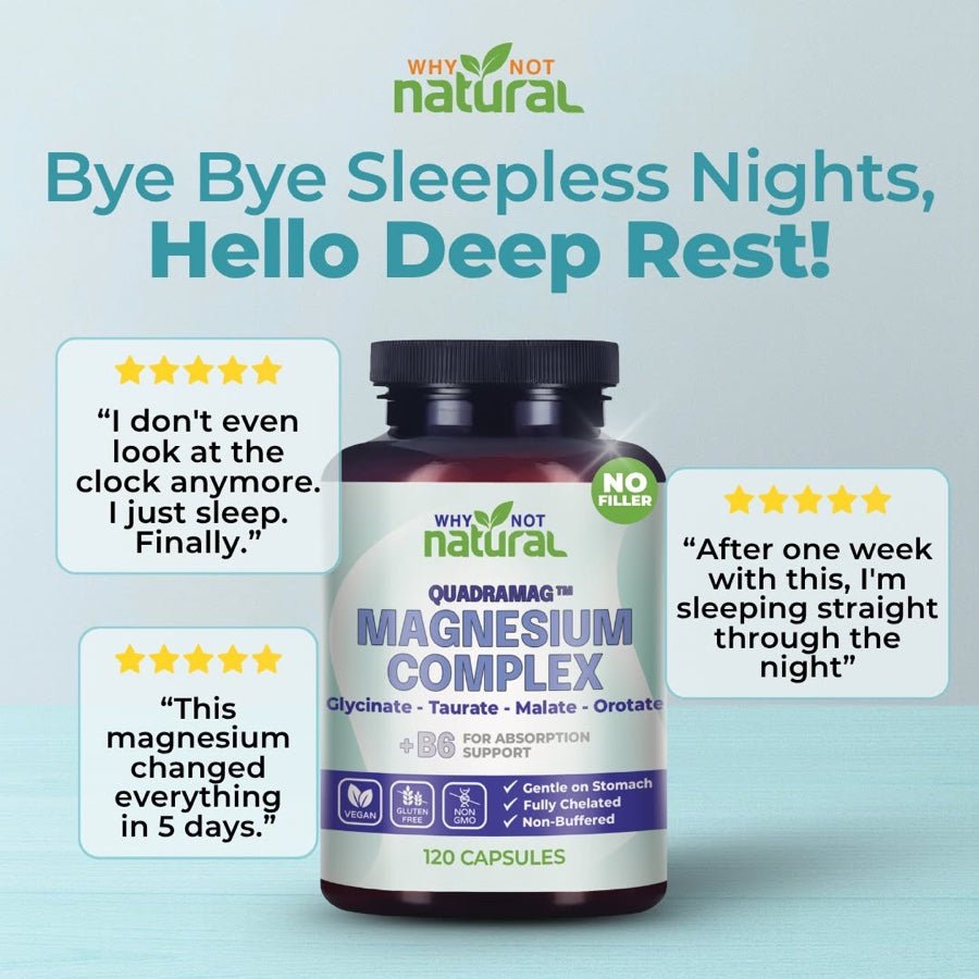 Bye Bye Sleepless Nights, Hello Deep Rest — Why Not Natural 4-in-1 Magnesium Complex with customer reviews